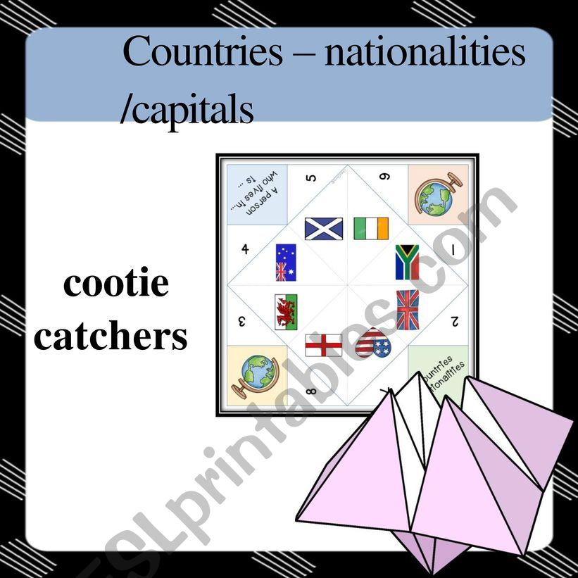 Countries and Nationalities - Cootie Catchers Part 1