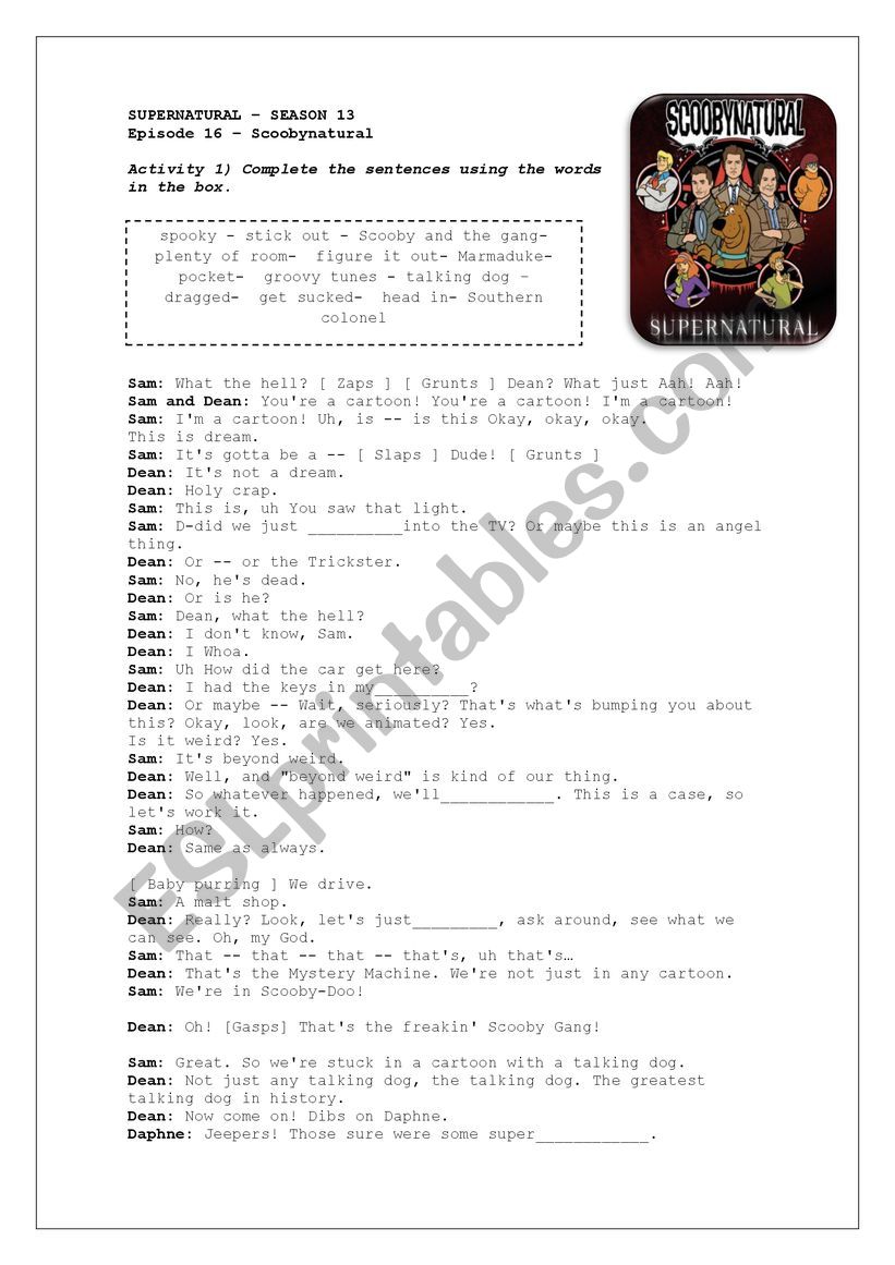 Scoobynatural worksheet