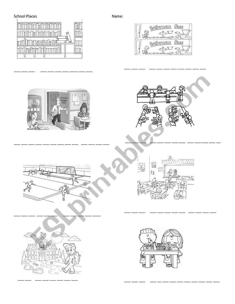 School places vocabulary worksheet