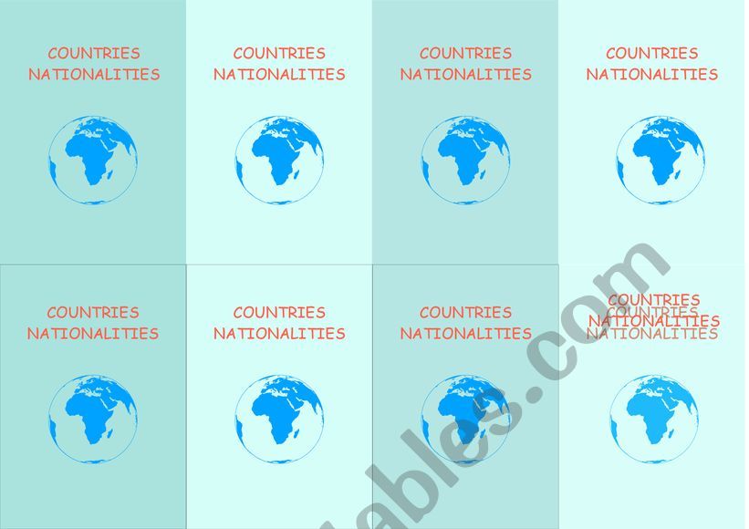 Countries and Nationality Game