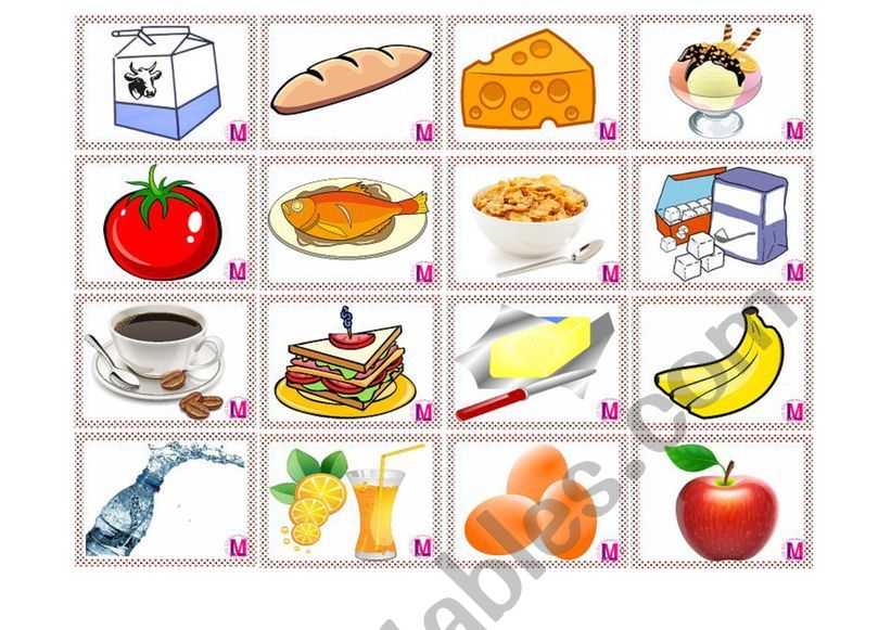 Memory Game Food worksheet