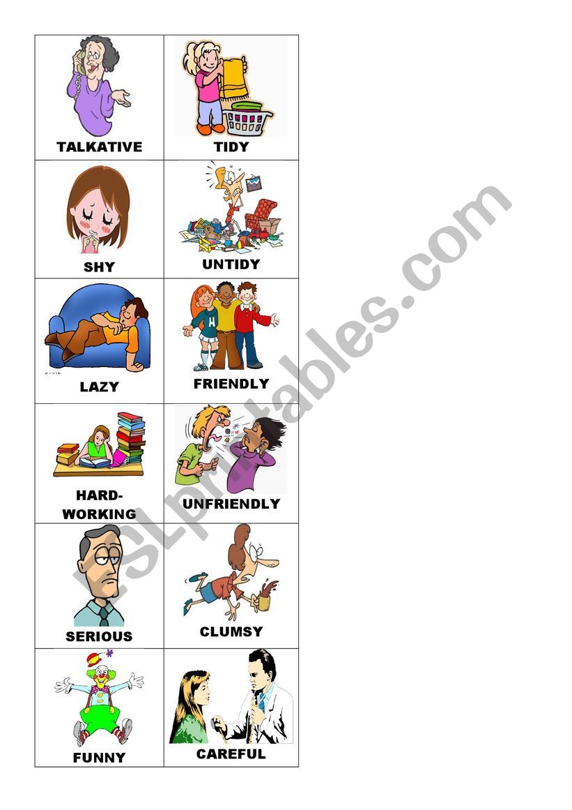 PERSONALITY CARDS - group worksheet