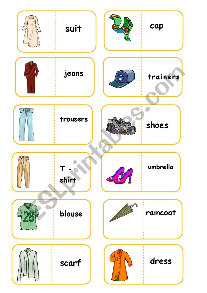 clothes domino - ESL worksheet by ribel