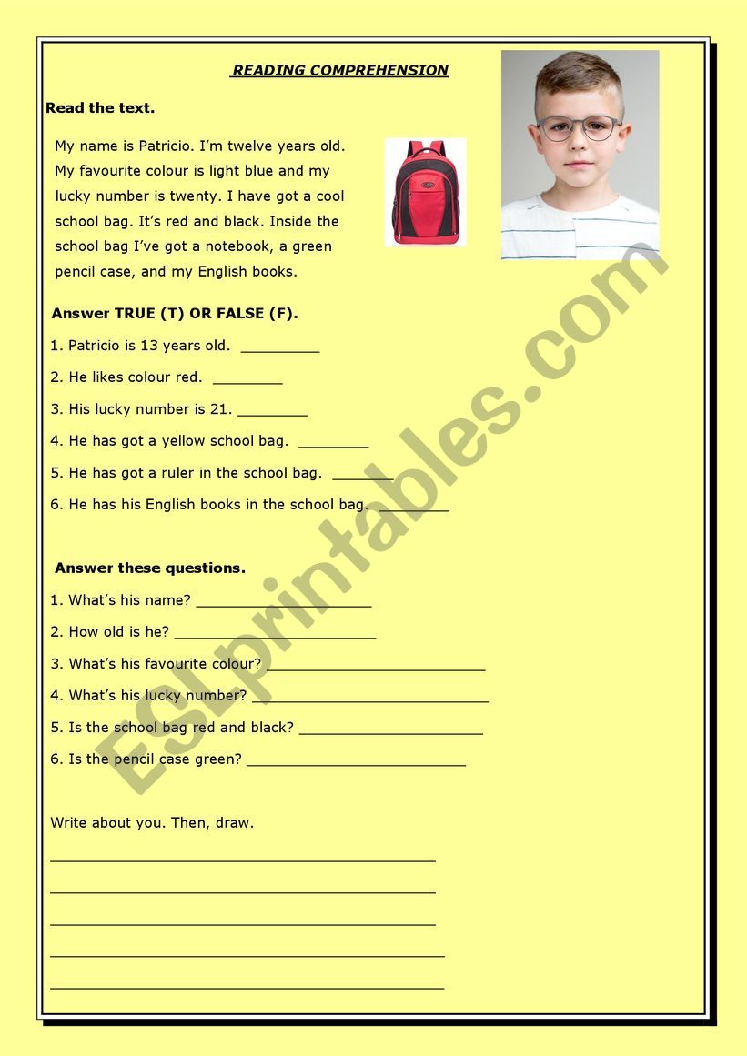 READING COMPREHENSION worksheet