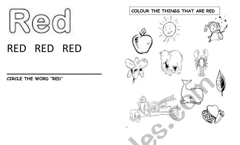 COLOUR: RED worksheet