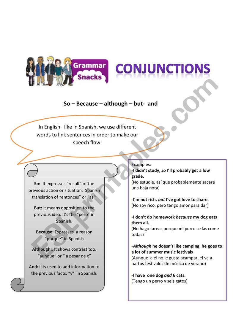 Copnjunctions worksheet worksheet
