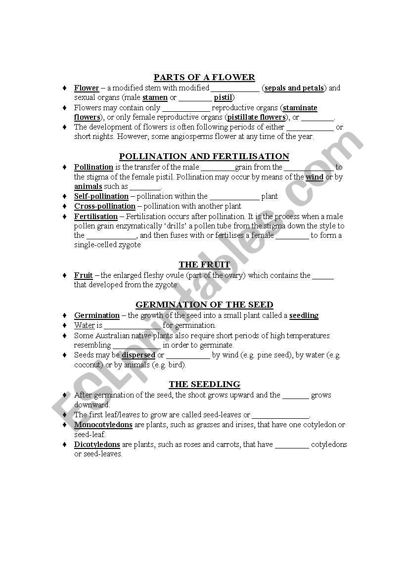 flower reproduction worksheet