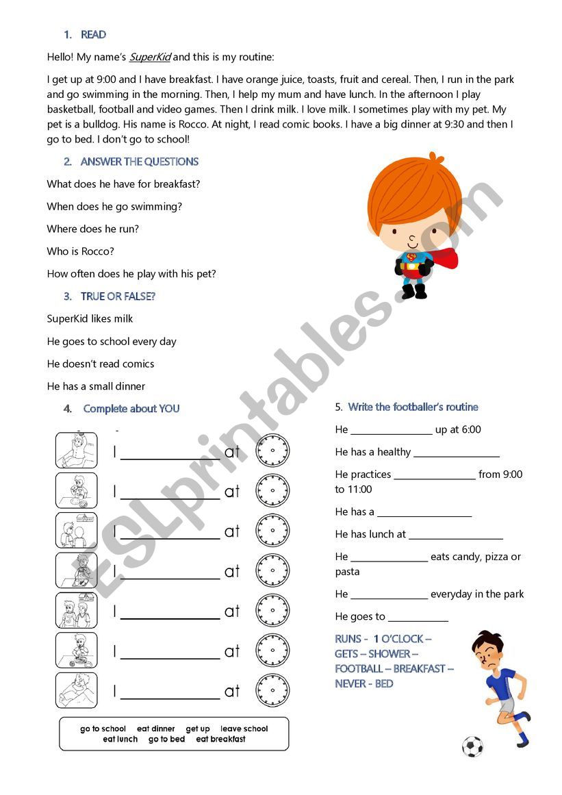 Reading comprehension activity