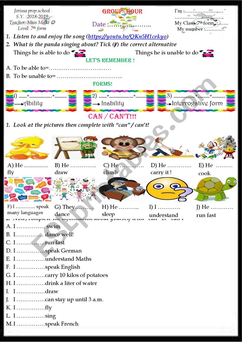 Can - can´t - ESL worksheet by English-teacher 38