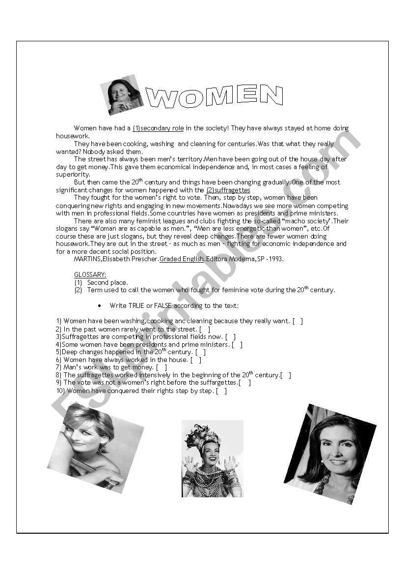 READING - Women worksheet