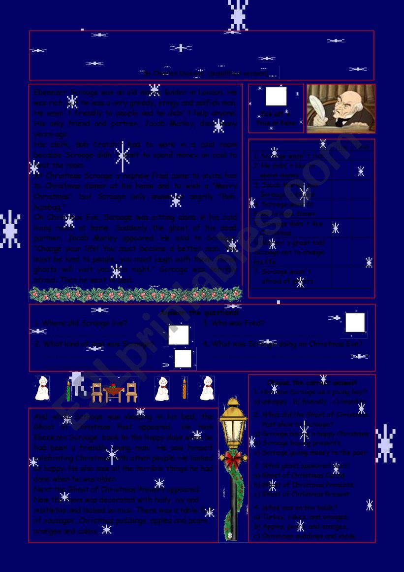 Christmas Carol worksheet