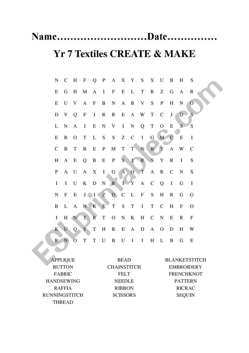 textiles wordsearch esl worksheet by rhughestrs