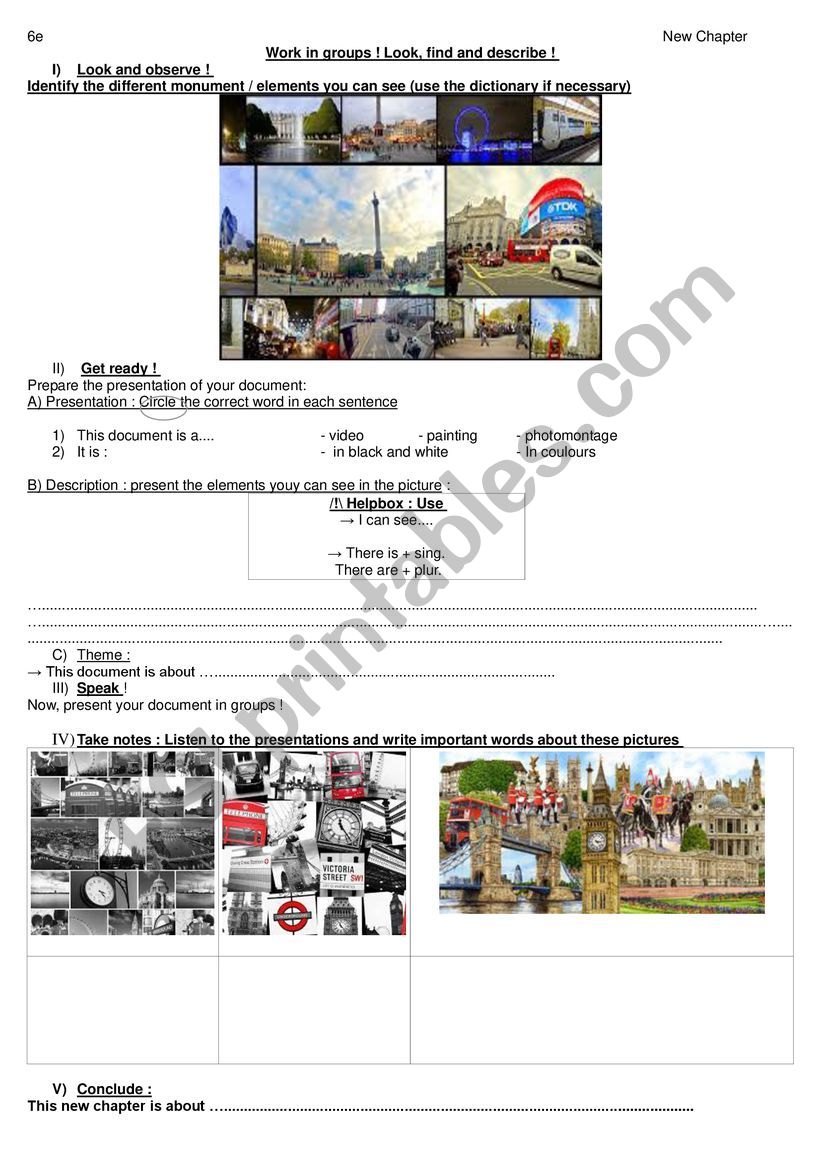 Discover London worksheet