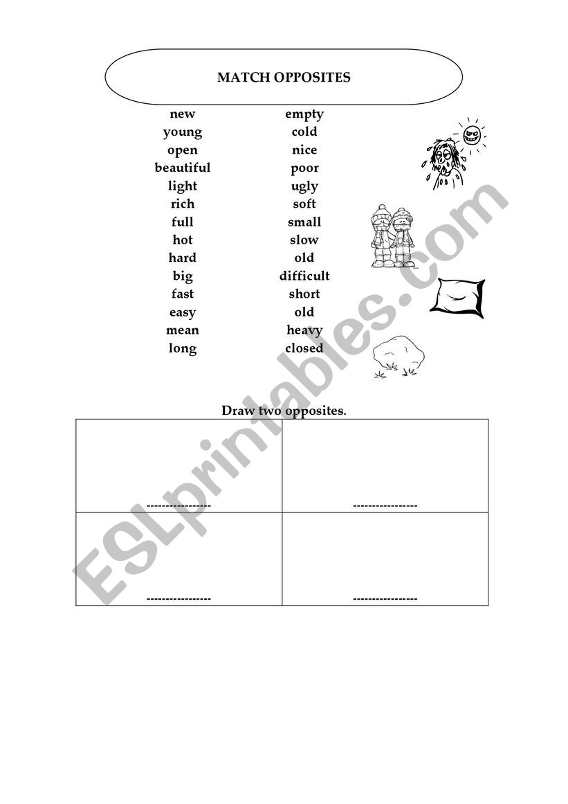 Opposites worksheet