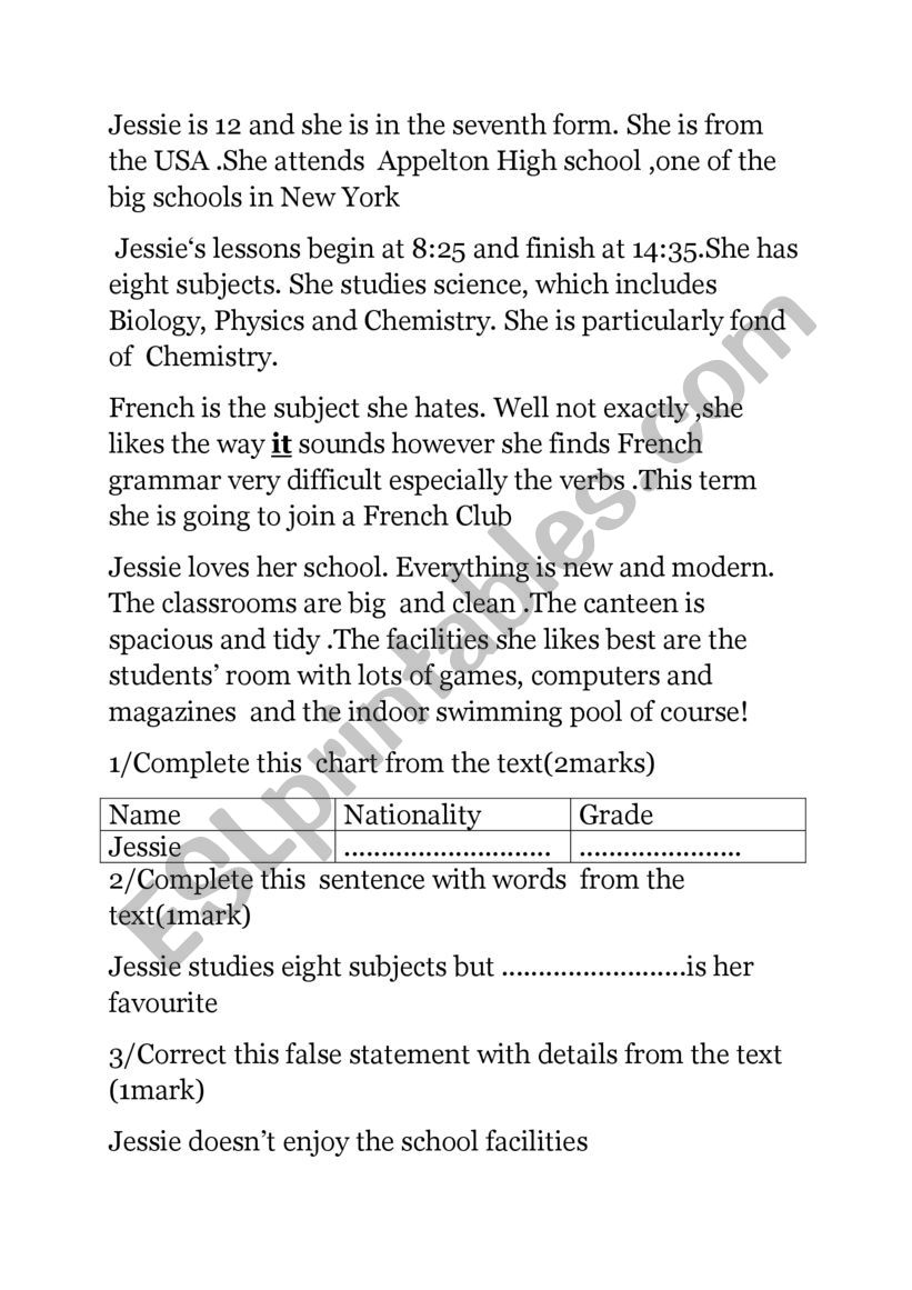 7th Full test3 Reading comprehension