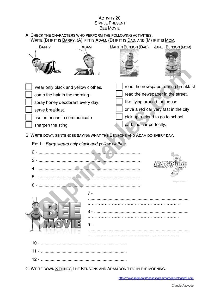 Be movie worksheet worksheet