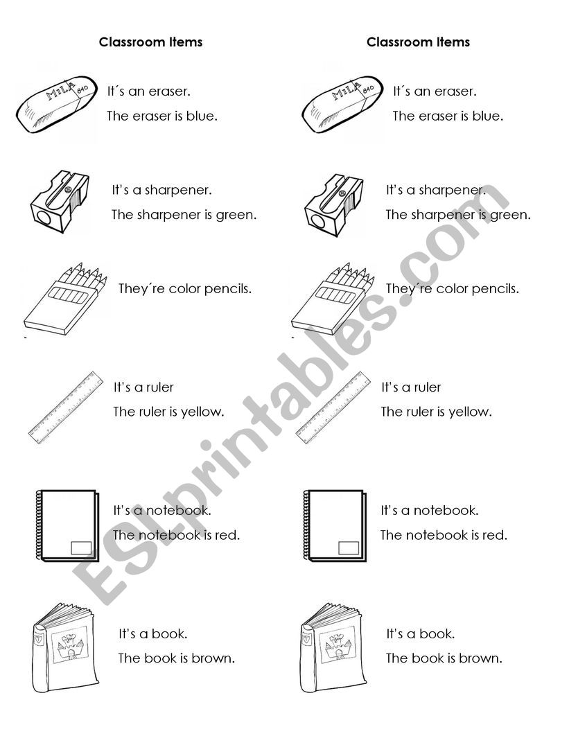 school items worksheet