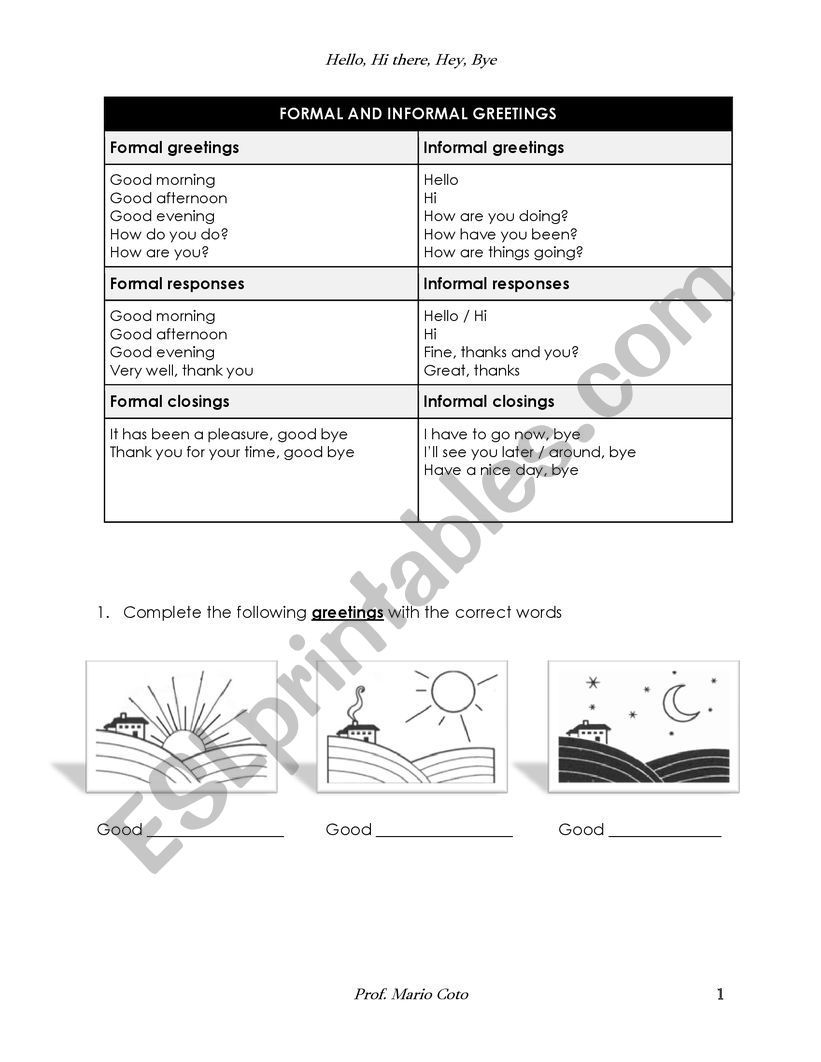 Basic Greetings and Leave Takings