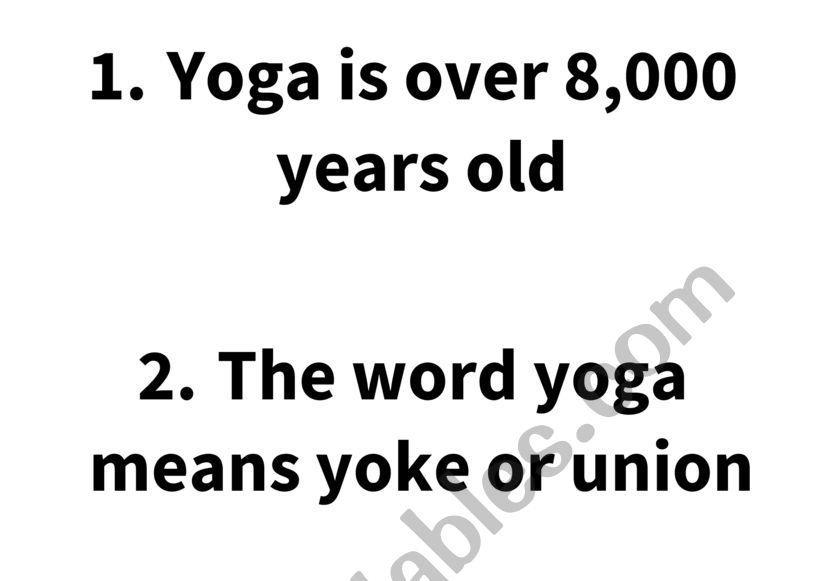 Yoga True or False facts worksheet