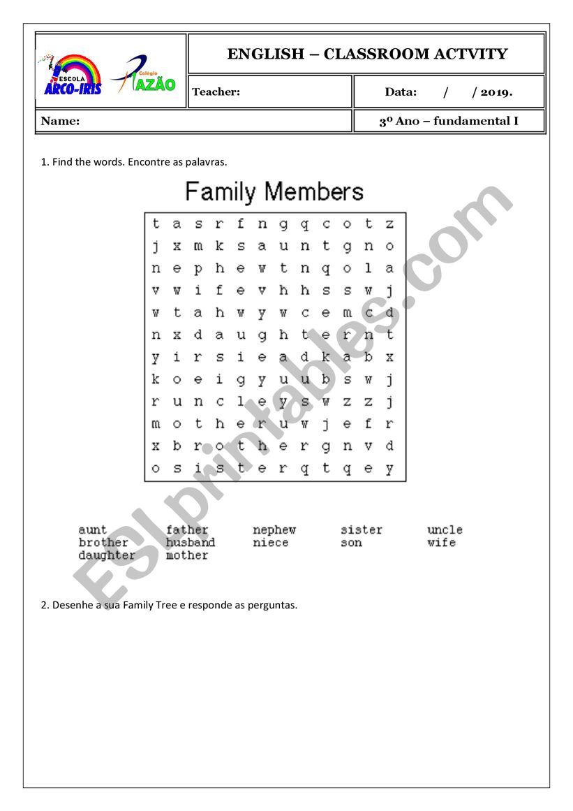 FAMILY MEMBERS worksheet