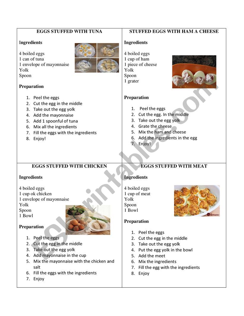 ingredients worksheet