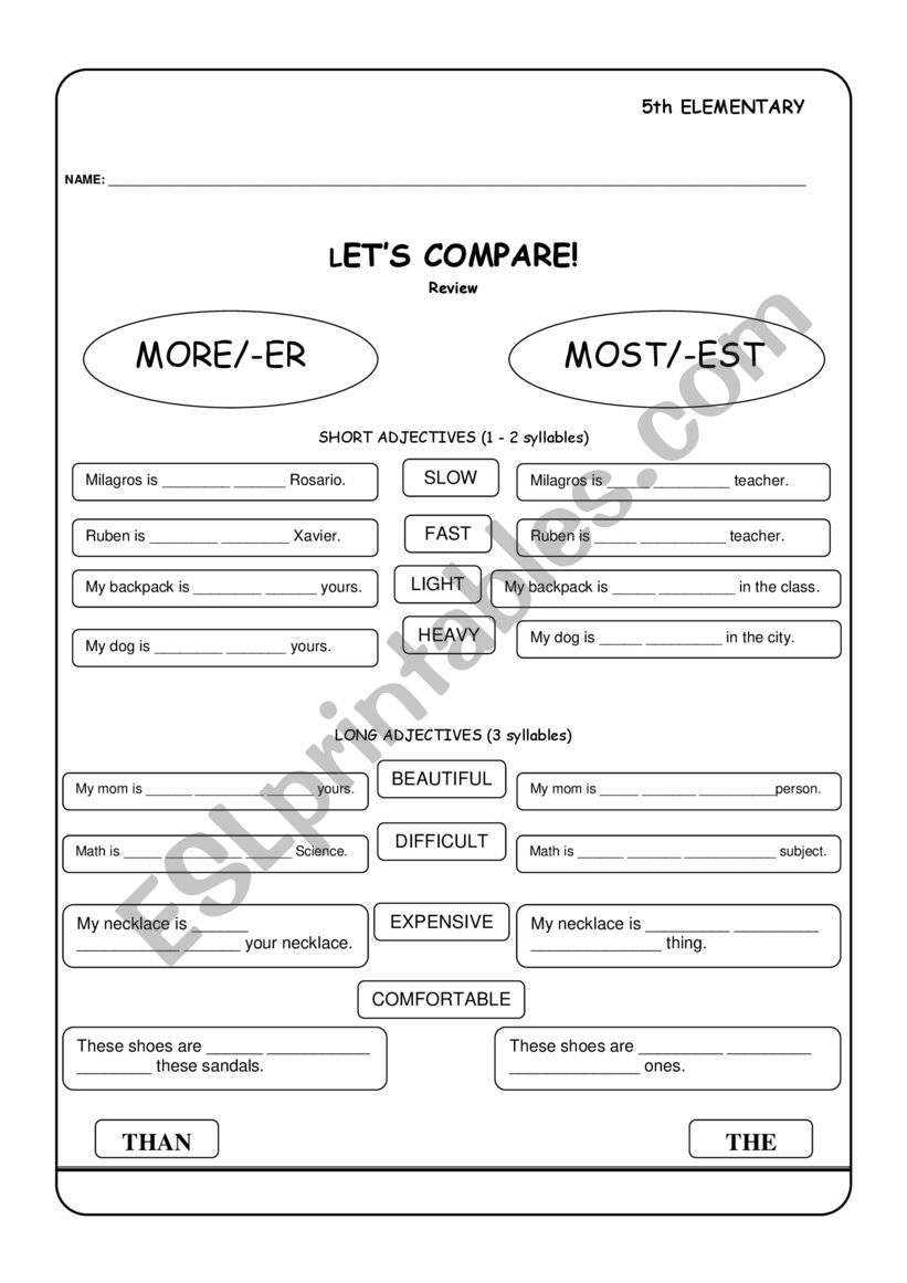 COMPARATIVE Vs. SUPERLATIVE Review