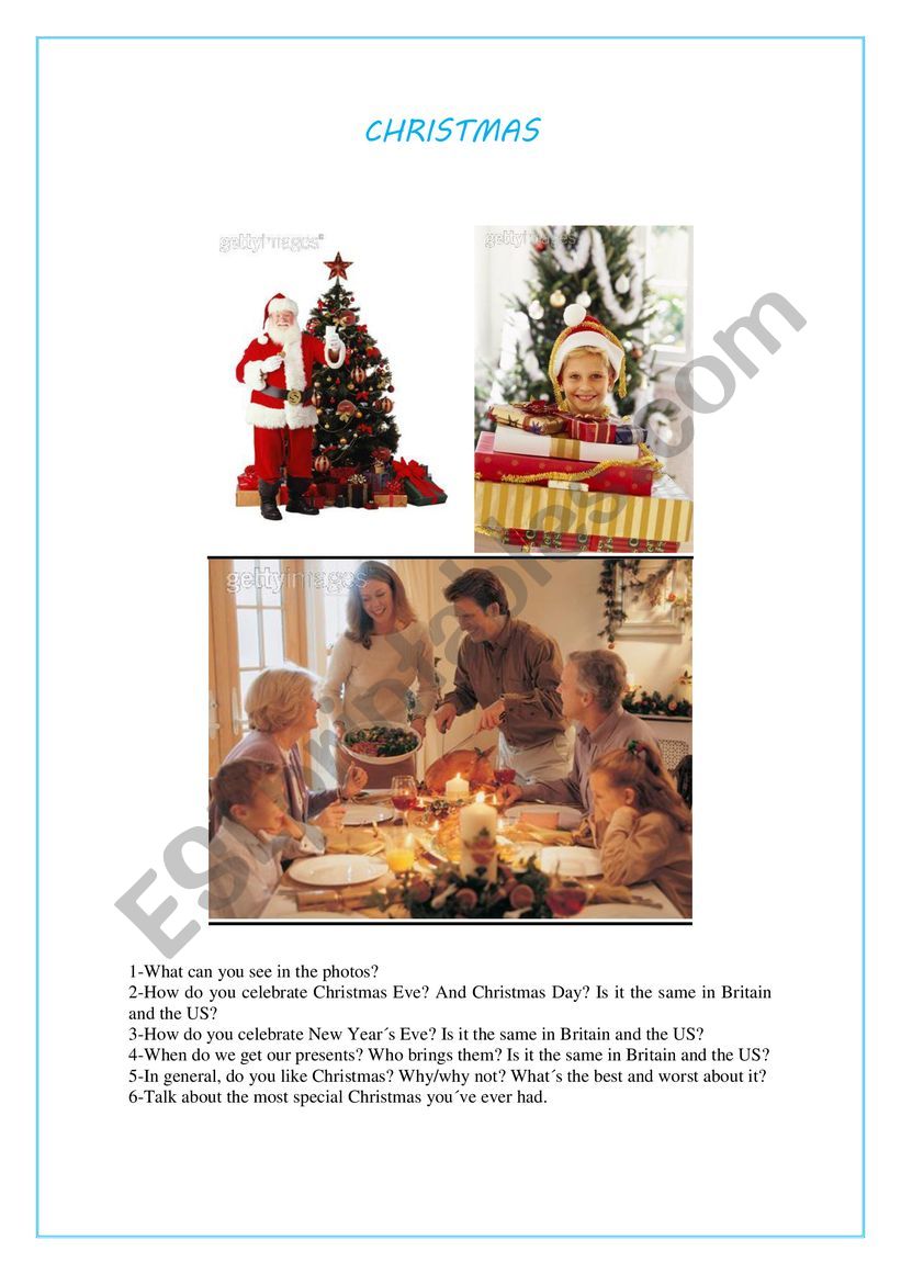 SPEAKING CARD CHRISTMAS worksheet