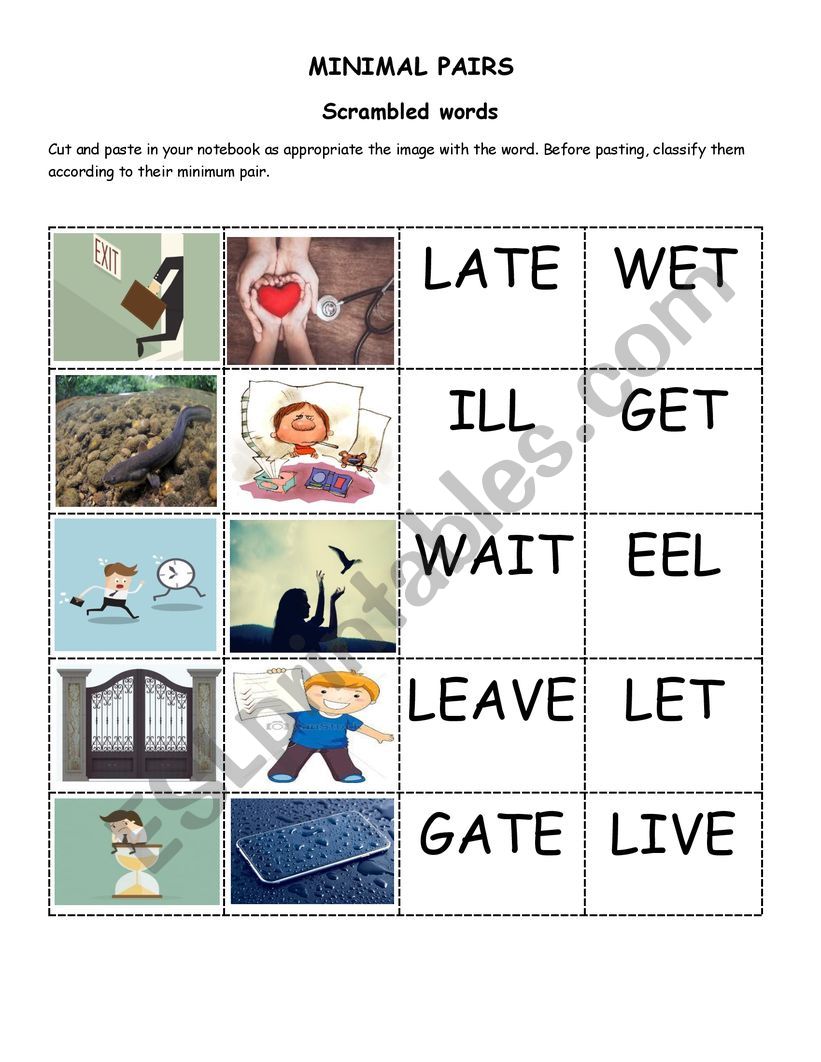 Minimal pairs worksheet