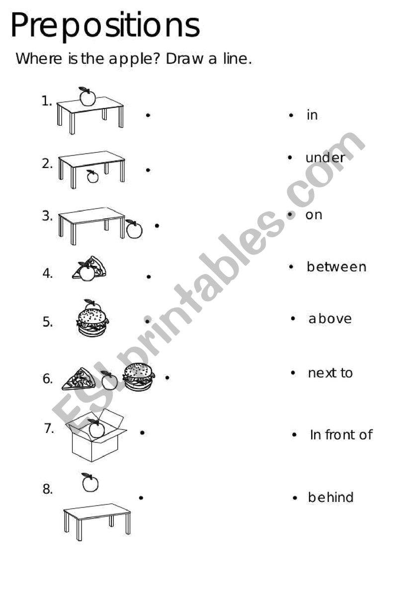 Prepositions worksheet