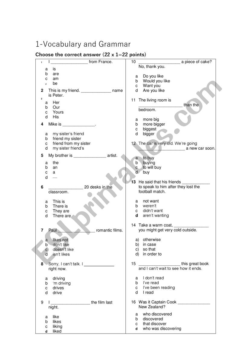 EXAM B1 worksheet