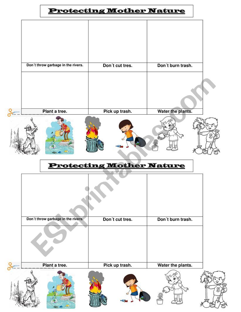 PROTECT MOTHER NATURE worksheet