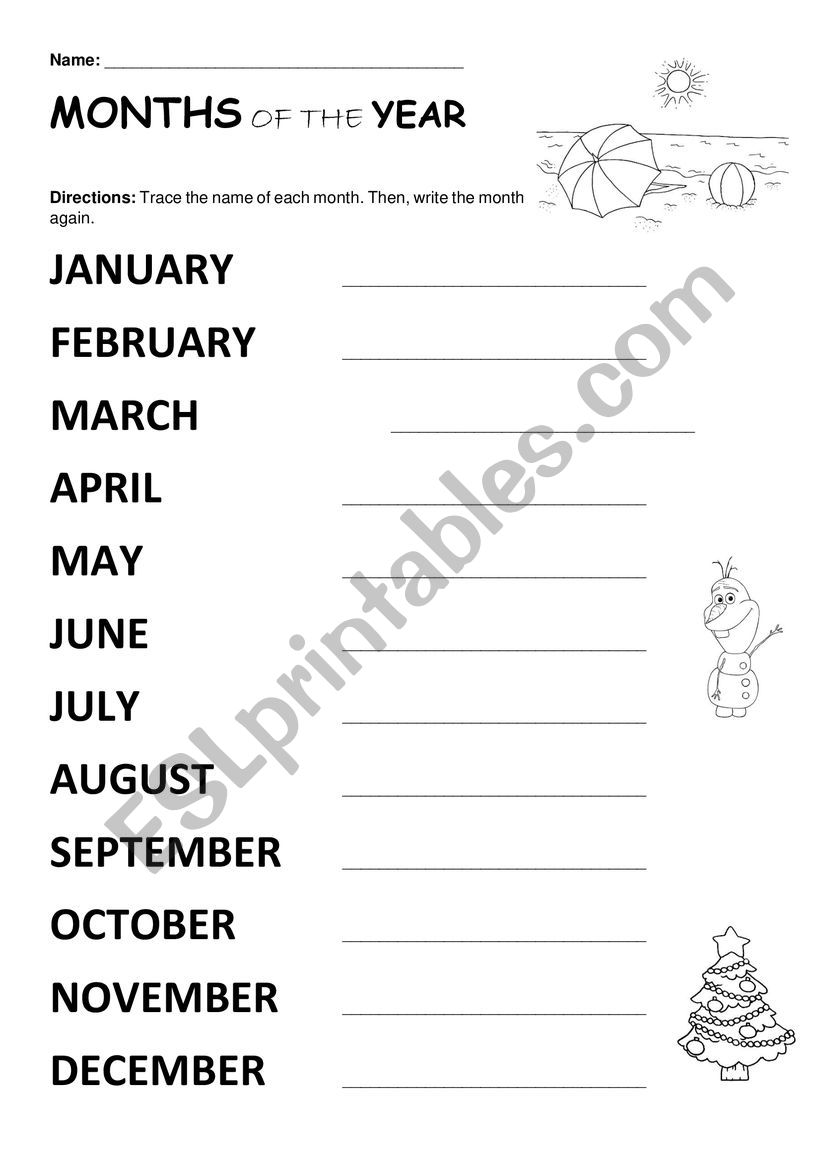 Months of the Year - ESL worksheet by arshop