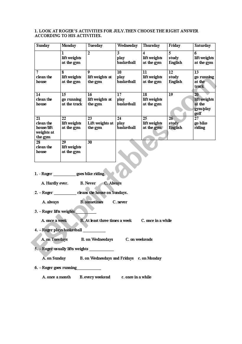 Quiz for Vocabulary on clothes and frequency adverbs.