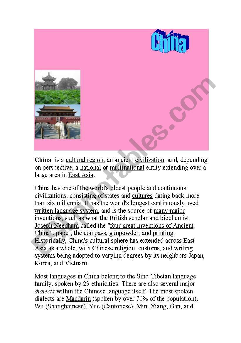 reading Comprehension with China - Aug.18,08.