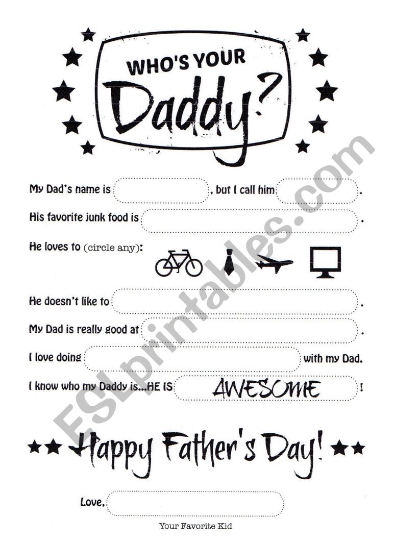 Fathers Day worksheet