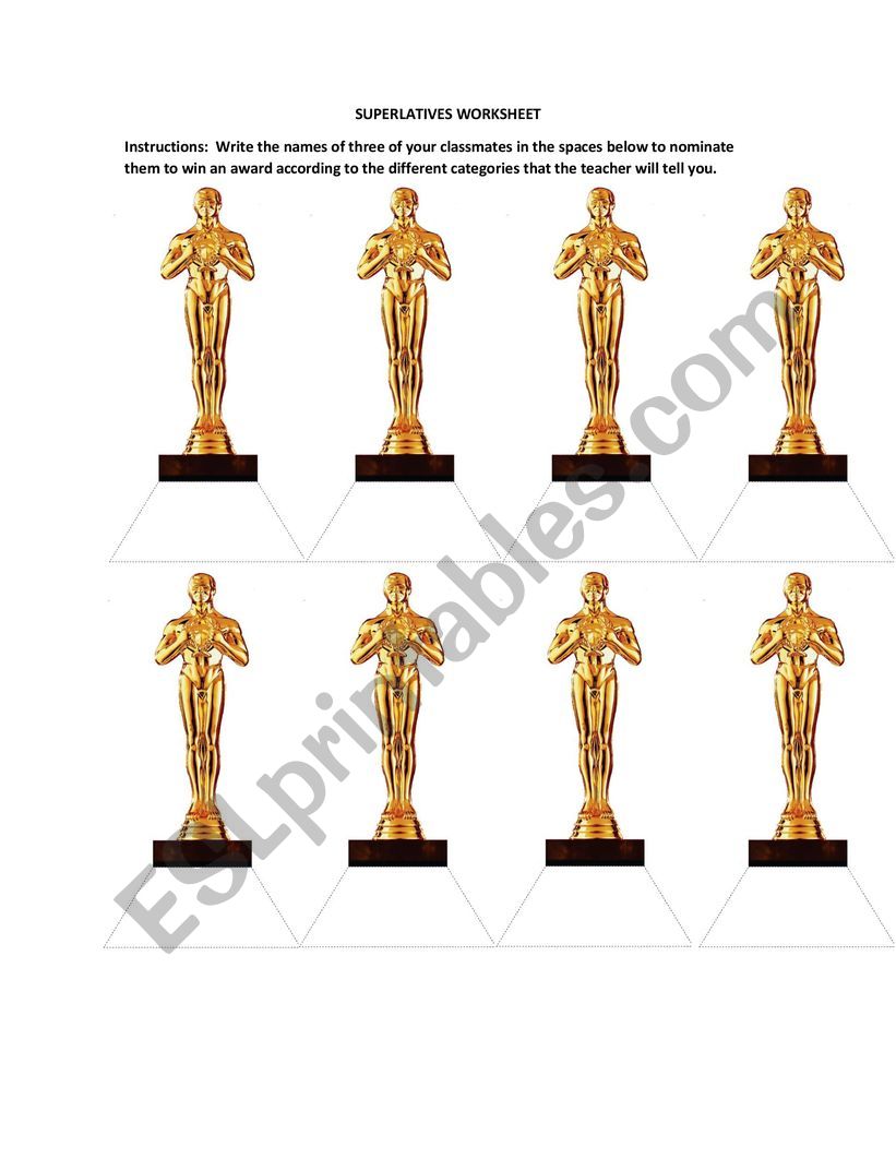 awards superlatives nominees worksheet