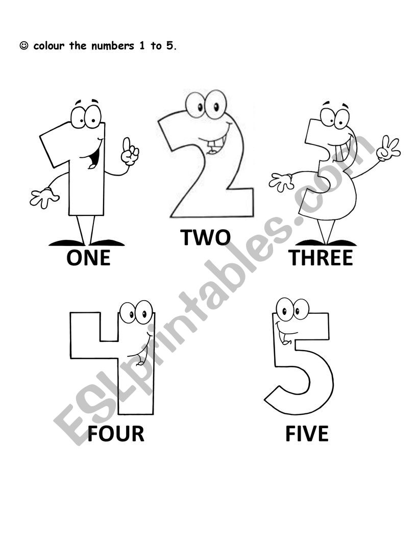 Numbers 1 to 5  worksheet