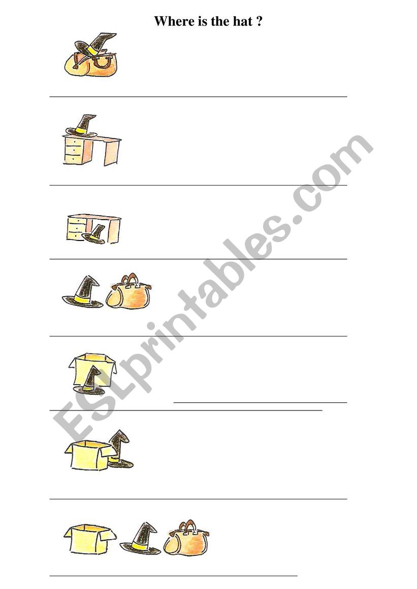 Where is the hat? worksheet