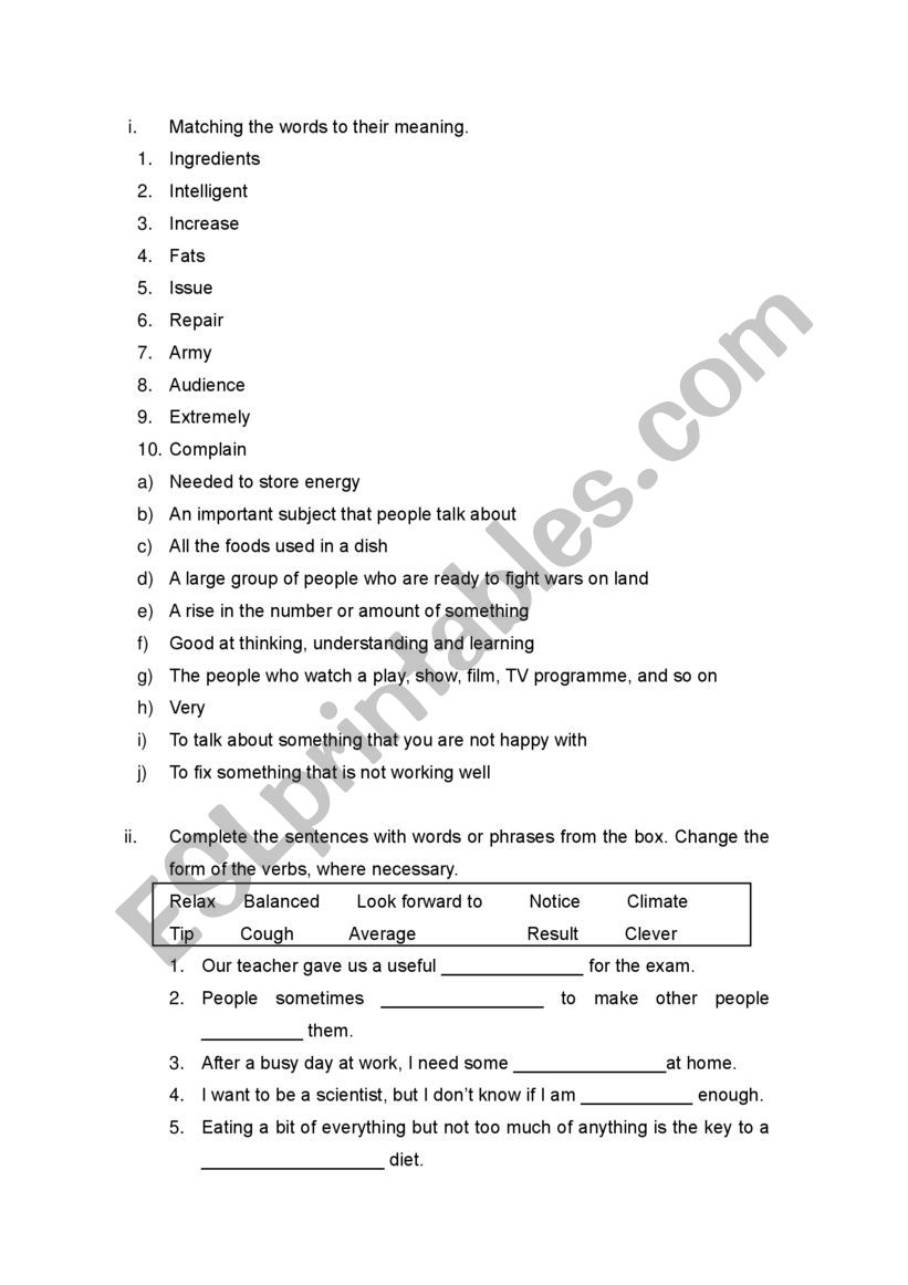reading and writing test worksheet