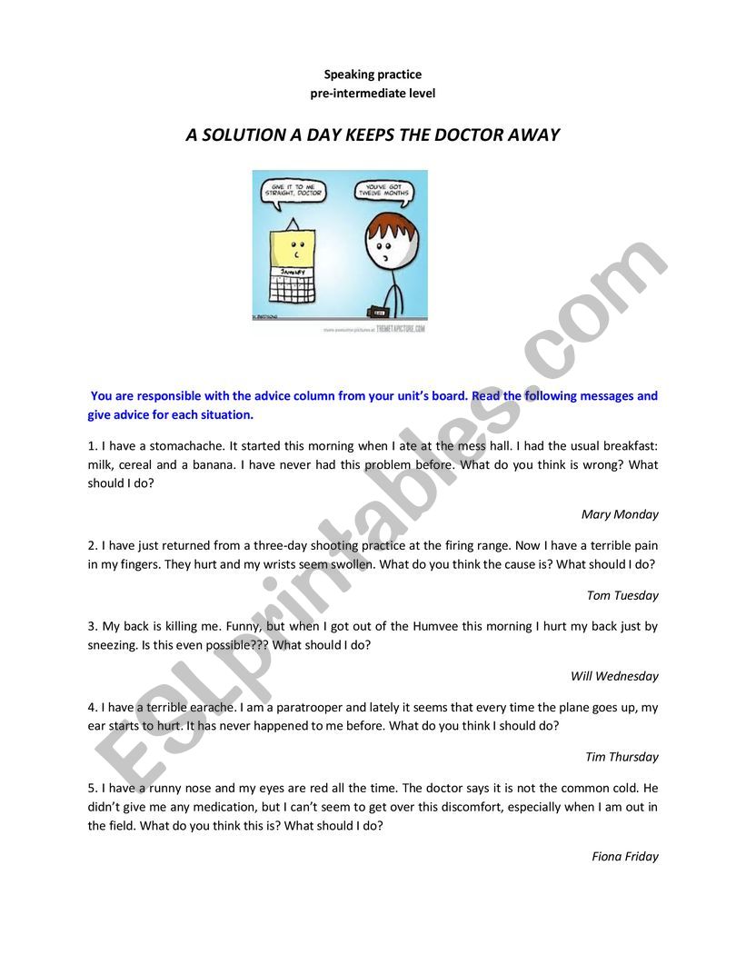 Health worksheet