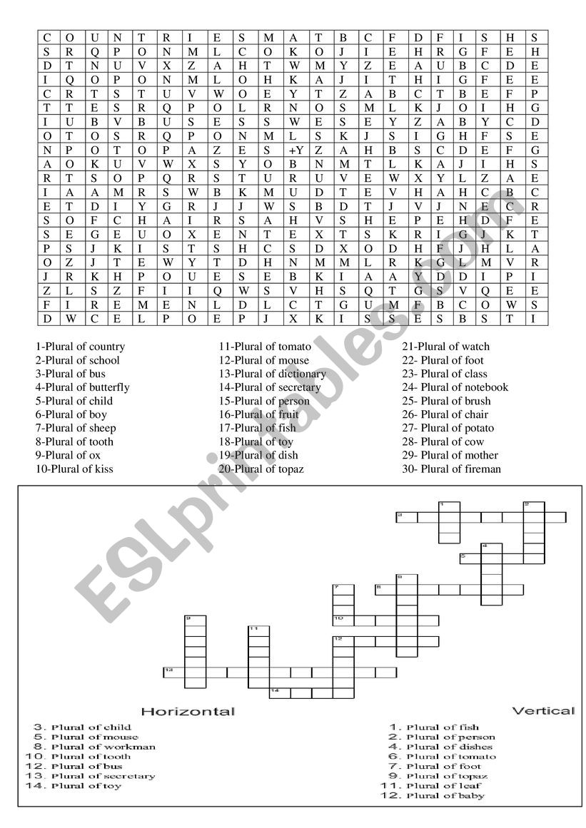 Plural of Nouns worksheet