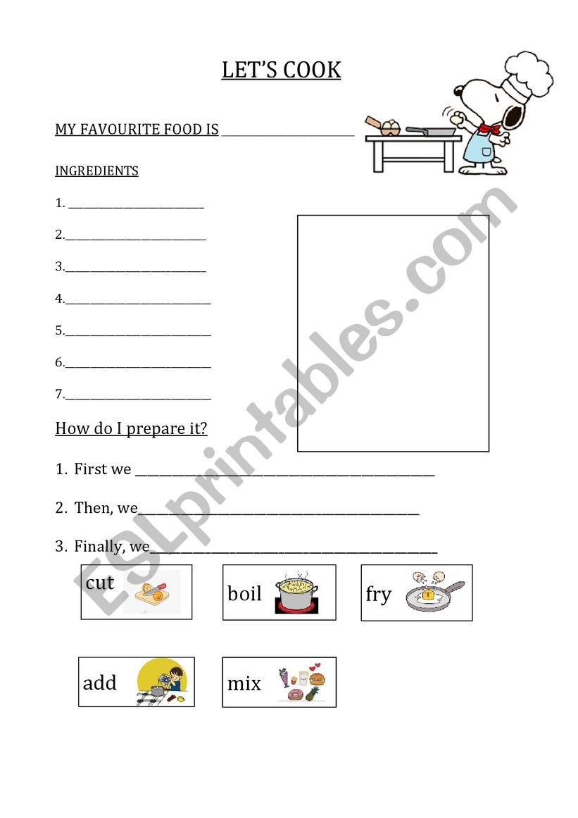 Lets cook worksheet