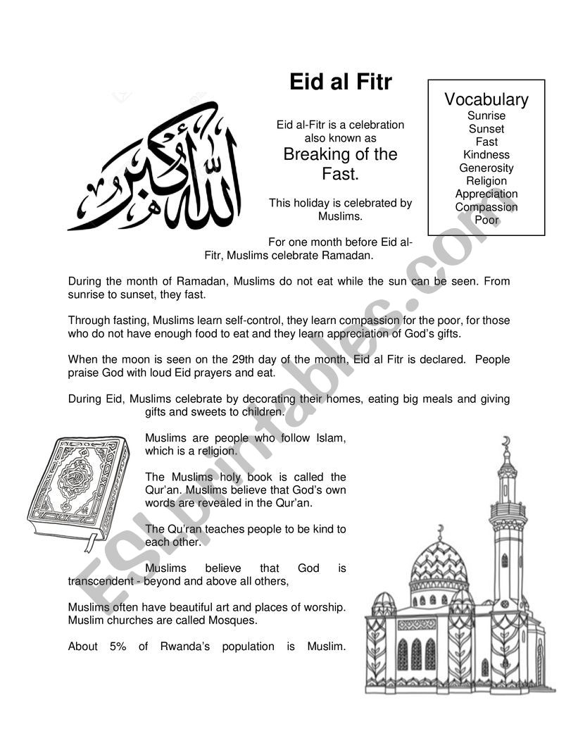 Eid al Fitr worksheet