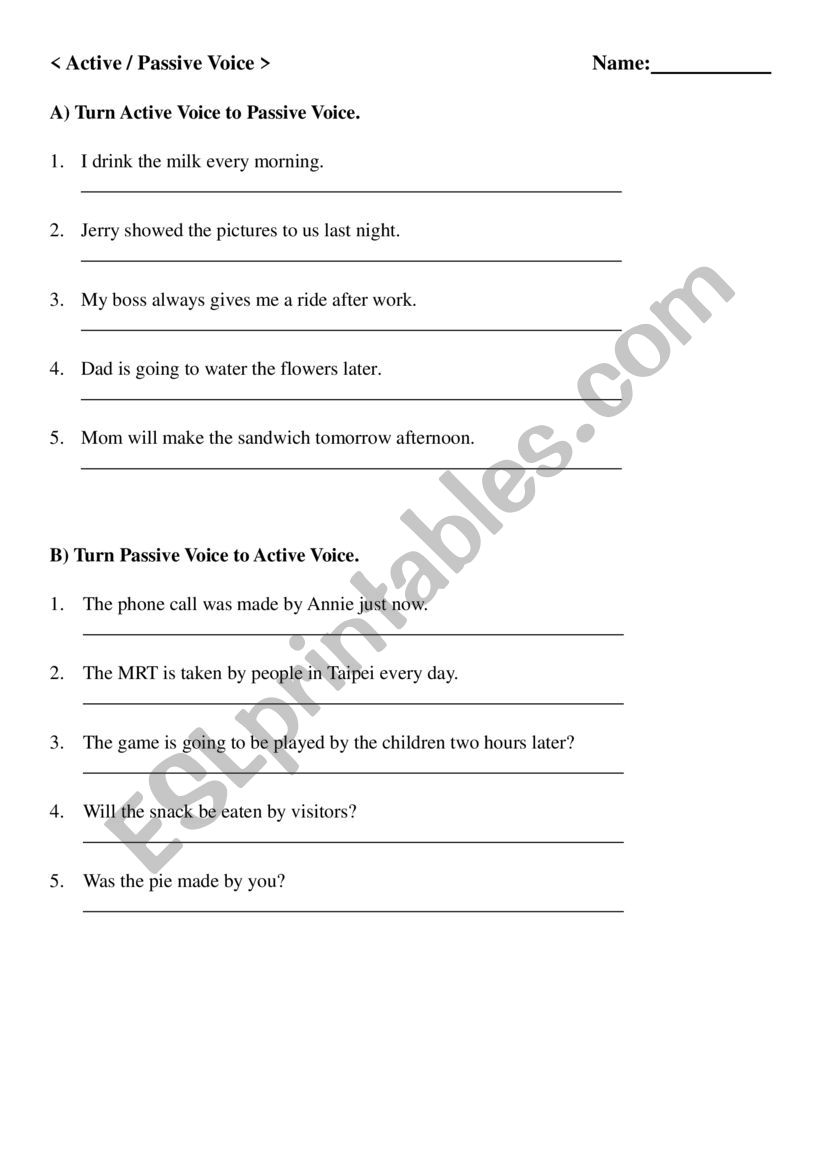 Passive Voice worksheet