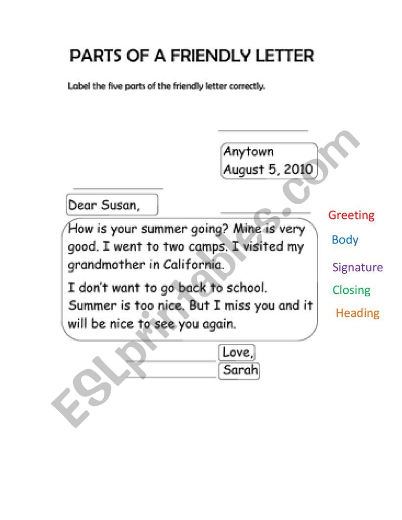 Afrikaans Friendly Letter Parts Of A Friendly Letter Worksheet Vrogue