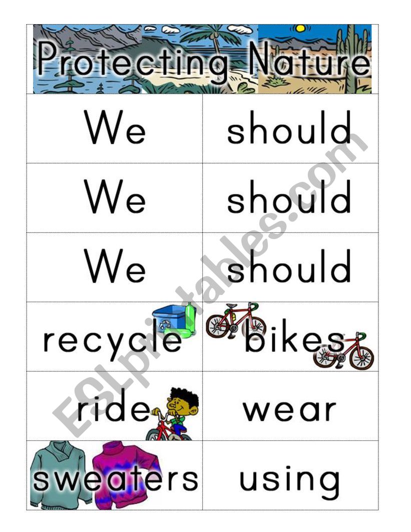 Protecting nature worksheet