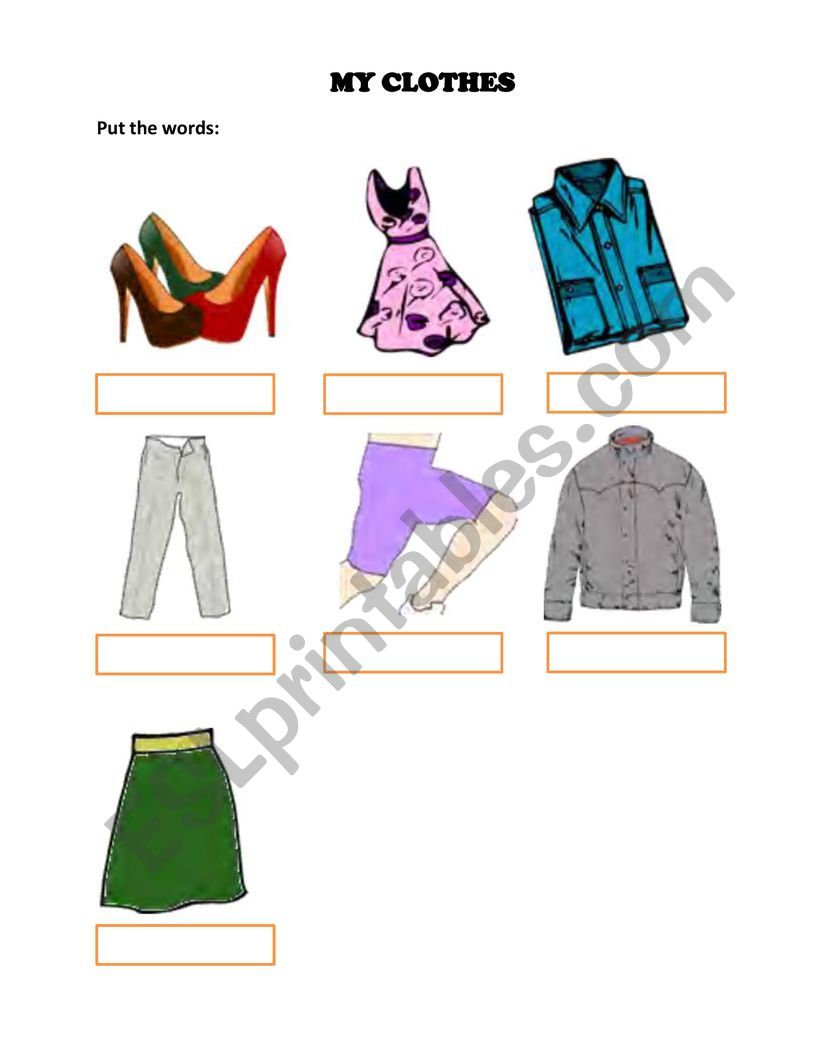 clothes worksheet