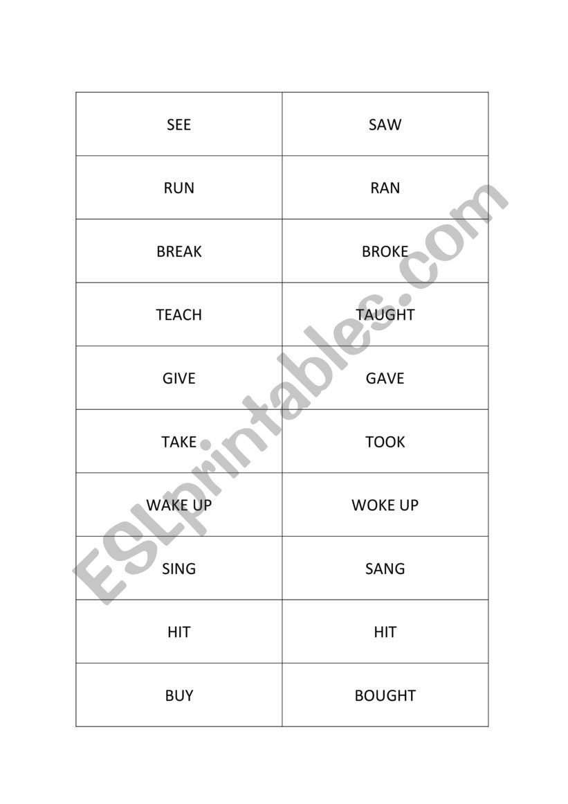 Memory game worksheet