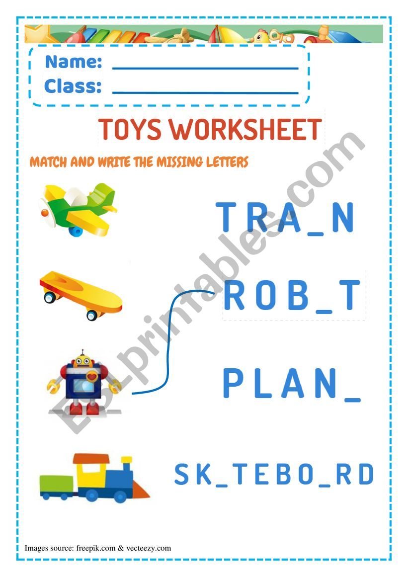 Toys worksheet P1 worksheet