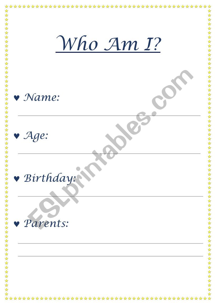 Who Am I? worksheet